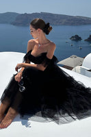 Load image into Gallery viewer, Tulle A-Line Sweetheart Black Prom Dress