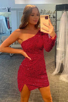 Load image into Gallery viewer, Blue Sequins Party Dress with Sleeves