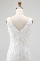 Load image into Gallery viewer, Sparkly White V-Neck Tight Short Prom Dress with Sequins