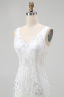 Load image into Gallery viewer, Sparkly White V-Neck Tight Short Prom Dress with Sequins