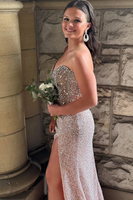 Load image into Gallery viewer, Sparkly Blue Sweetheart Sequins Bodycon Maxi Corset Prom Dress with Beading