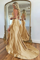 Load image into Gallery viewer, Fuchsia Mermaid Satin Sweetheart Corset Long Prom Dress with Slit