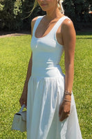 Load image into Gallery viewer, White Scoop Neck A Line Maxi Birthday Dress