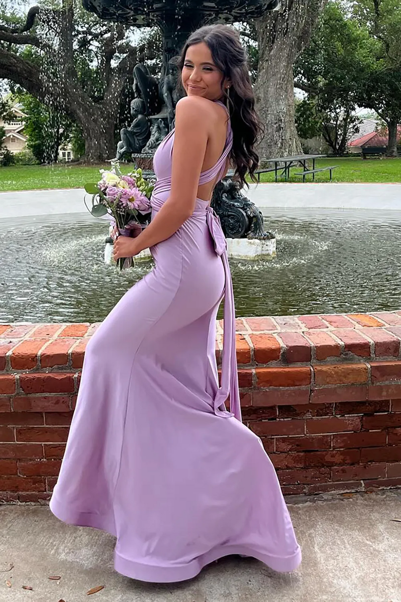 Load image into Gallery viewer, Orange Mermaid Halter Satin Prom Dress