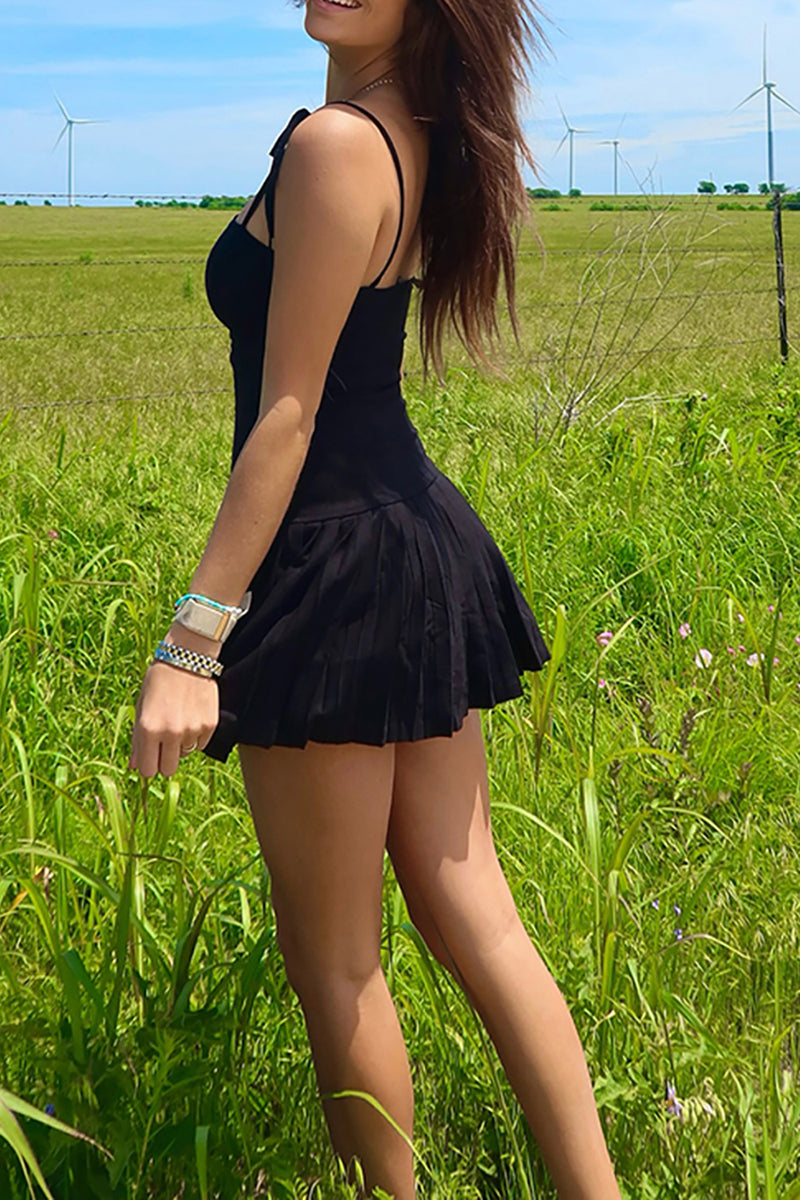 Load image into Gallery viewer, Black A Line Corset Spaghetti Straps Mini Birthday Dress