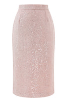 Load image into Gallery viewer, 2 Piece Sparkly Pink Sequin Pencil Midi Prom Suits with Sash
