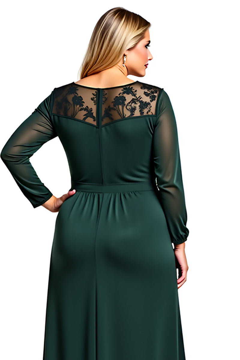 Load image into Gallery viewer, Elegant Dark Green A Line Satin Plus Size Long Mother of the Bride Dress