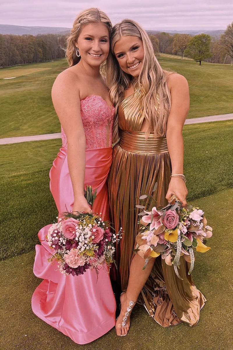 Load image into Gallery viewer, Silver Satin Corset Mermaid Sweetheart Long Prom Dress with Slit