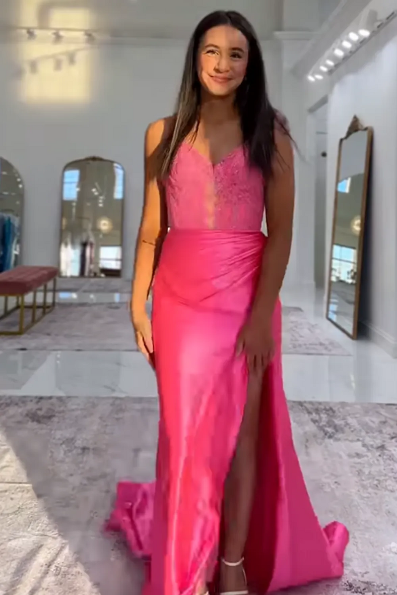 Load image into Gallery viewer, Silver Satin Corset Mermaid Sweetheart Long Prom Dress with Slit