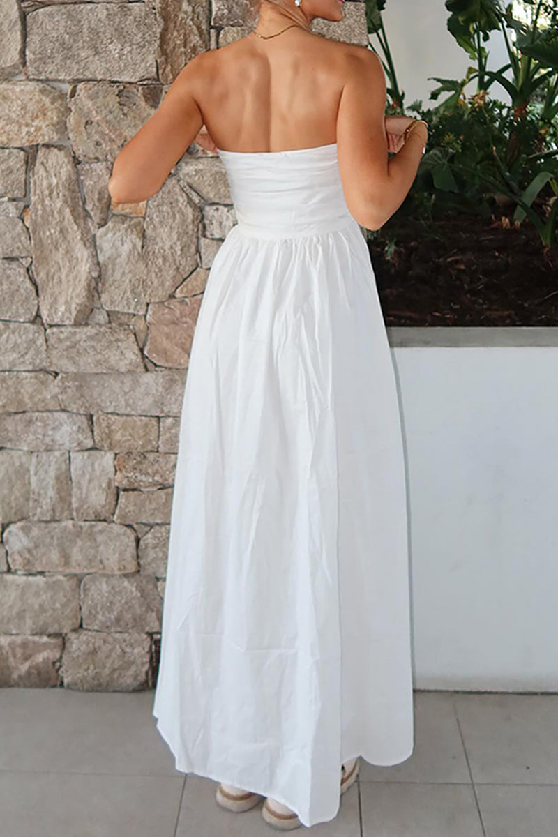 Load image into Gallery viewer, Simple White A-Line Starpless Maxi Formal Dress
