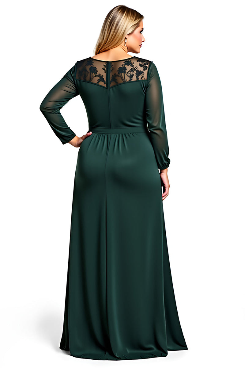 Load image into Gallery viewer, Elegant Dark Green A Line Satin Plus Size Long Mother of the Bride Dress