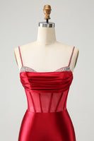 Load image into Gallery viewer, Glitter Dark Red Corset Beaded Tight Party Dress