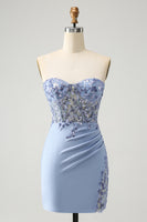 Load image into Gallery viewer, Glitter Lilac Sequined Tight Strapless Corset Party Dress