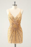 Load image into Gallery viewer, Glitter Fuchsia Tight Sequind Spaghetti Straps Short Prom Dress