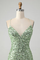 Load image into Gallery viewer, Sparkly Green Bodycon Sequins Lace Up Short Prom Dress