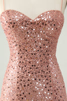 Load image into Gallery viewer, Sparkly Blush Spaghetti Straps Sequins A-Line Cocktail Dress