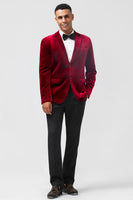 Load image into Gallery viewer, Burgundy Notched Lapel Velvet Men's Prom Blazer
