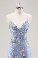 Load image into Gallery viewer, Sparkly Lilac Beaded Floral Mermaid Long Prom Dress with Sequins