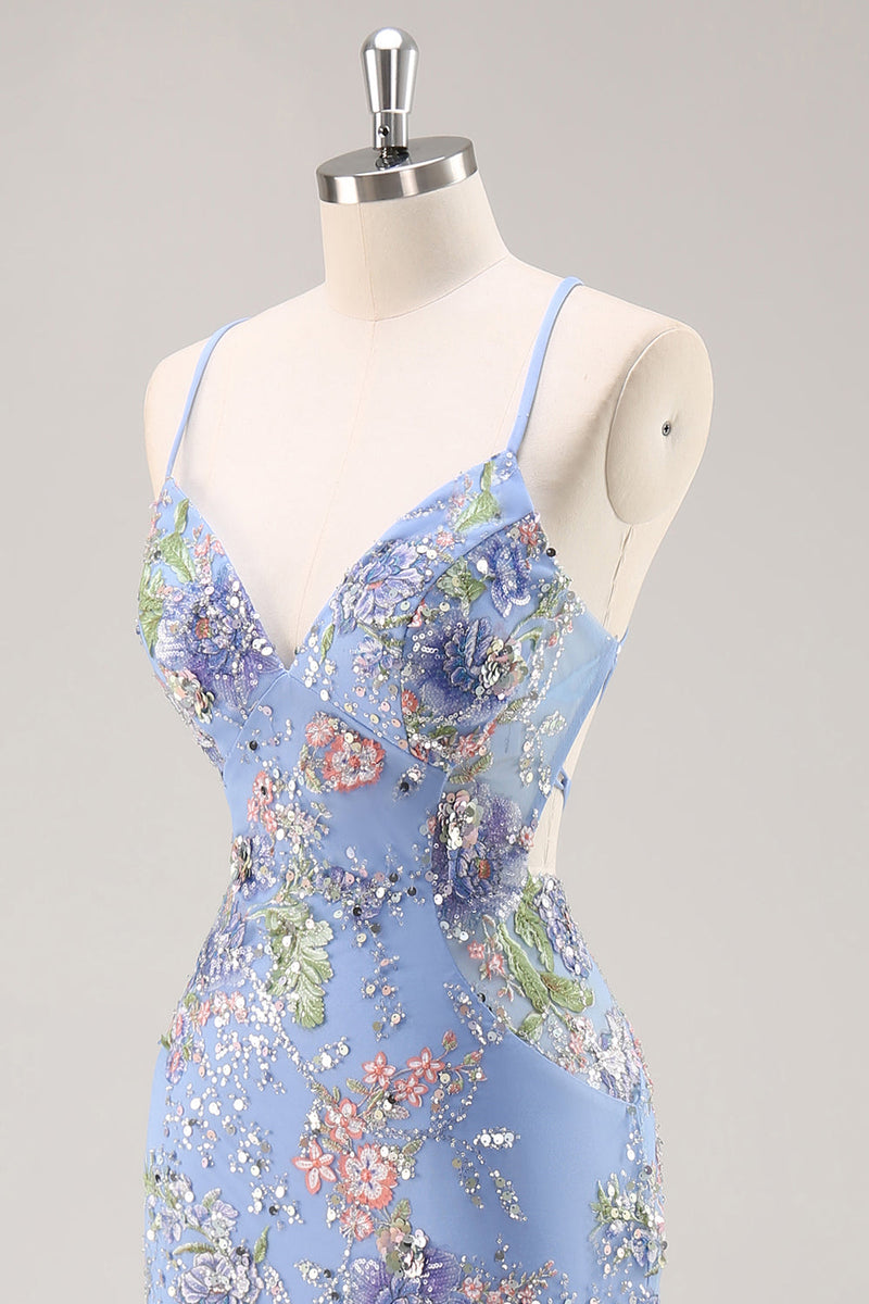 Load image into Gallery viewer, Sparkly Peacock Beaded Mermaid Floral Long Prom Dress with Sequins