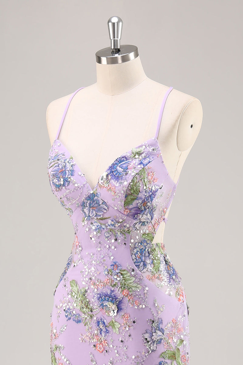 Load image into Gallery viewer, Sparkly Blue Floral Beaded Mermaid Long Prom Dress with Sequins