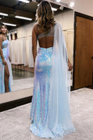 Load image into Gallery viewer, Sparkly White Sequin Mermaid Long Prom Dress with Slit