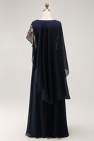 Load image into Gallery viewer, Sparkly Navy Chiffon Mother of the Bride Dress with Beading