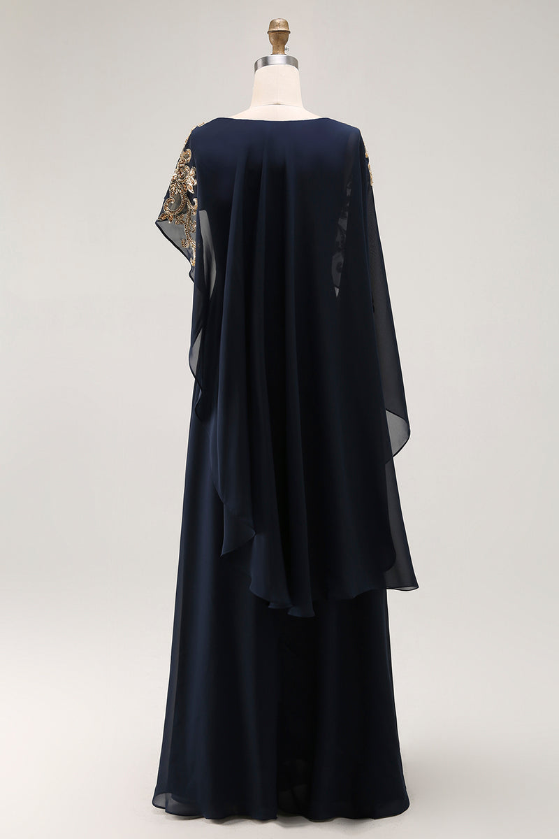 Load image into Gallery viewer, Sparkly Navy Chiffon Mother of the Bride Dress with Beading