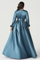 Load image into Gallery viewer, Twilight Satin V-Neck Mother of the Bride Dress with Sleeves