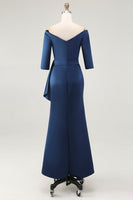Load image into Gallery viewer, Elegant Navy Off the Shoulder Mother of the Bride Dress