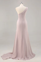Load image into Gallery viewer, Elegant Khaki Ruched One Shouder Satin Long Formal Dress
