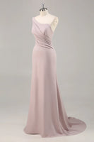 Load image into Gallery viewer, Elegant Khaki Ruched One Shouder Satin Long Formal Dress
