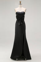 Load image into Gallery viewer, Black Sweetheart Maxi Sheath Formal Dress with Slit