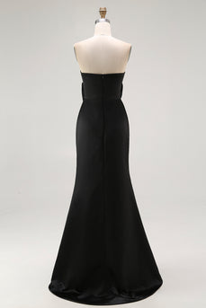 Black Sweetheart Maxi Sheath Formal Dress with Slit
