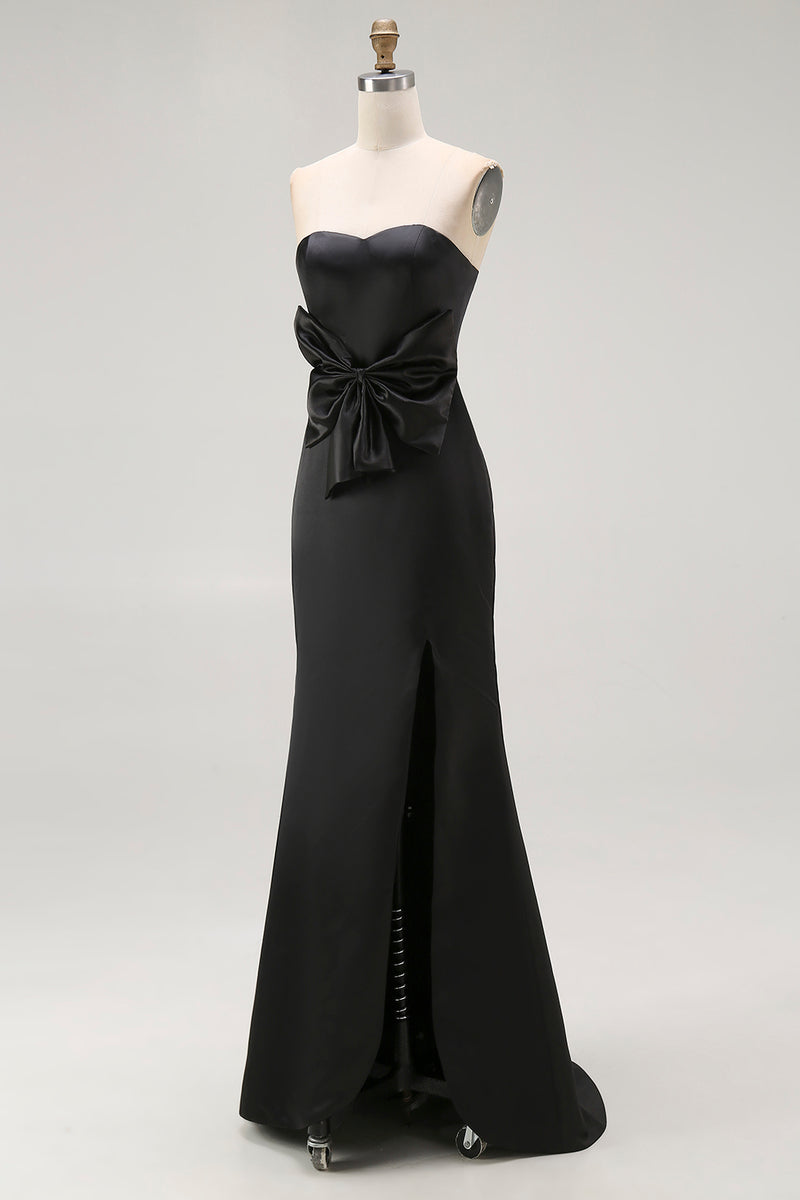 Load image into Gallery viewer, Black Sweetheart Maxi Sheath Formal Dress with Slit
