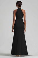 Load image into Gallery viewer, Twilight Sheath High Neck Ruffled Long Formal Dress with Slit