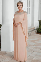 Load image into Gallery viewer, Plus Size Apricot Scoop Chiffon Mother of the Bride Dress