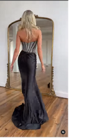 Load image into Gallery viewer, Black Mermaid Sweetheart Long Prom Dress with Slit