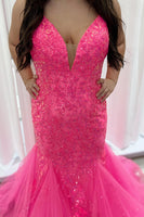 Load image into Gallery viewer, Sparkly Fuchsia Sweetheart Long Prom Dress with Tulle