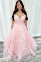 Load image into Gallery viewer, Lilac A Line Tiered Sweetheart Long Prom Dress with Tulle