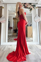 Load image into Gallery viewer, Sparkly Dark Green Corset Ruched Beaded Mermaid Long Prom Dress with Slit