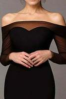 Load image into Gallery viewer, Elegant Black Mermaid Off the Shoulder Prom Dress with Sleeves