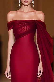 Cabernet Off the Shoulder Sheath Long Formal Dress