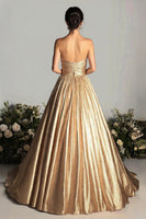 Load image into Gallery viewer, Glitter Gold Ball Gown Sweetheart Long Formal Dress