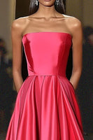 Load image into Gallery viewer, Watermelon A Line Strapless Satin Long Formal Dress
