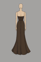 Load image into Gallery viewer, Coffee Strapless Sheath Ruched Floor Length Gala Dress
