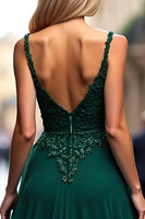 Load image into Gallery viewer, Dark Green A Line Tulle Long Prom Dress with Lace