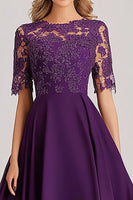 Load image into Gallery viewer, Plum Asymmetrical Mother of the Bride Dress with Appliques