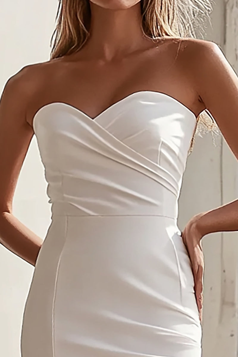 Load image into Gallery viewer, White Sweetheart Bodycon Satin Mini Graduation Dress
