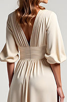 Load image into Gallery viewer, Chiffon Champagne A Line Long Mother of the Bride Dress
