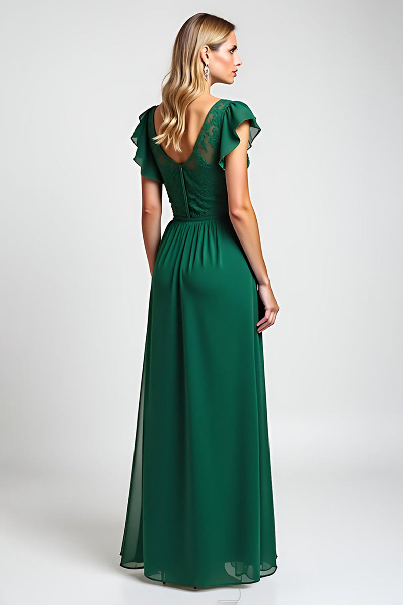 Load image into Gallery viewer, Scoop Dark Green Chiffon Long Mother of the Bride Dress